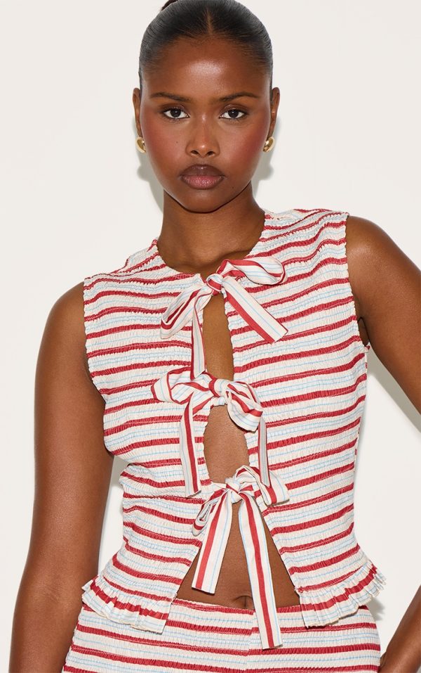 f62179e0c1a75940bea6a58cef8e338c1f9e37b8_CNM5265_4_tomato_red_stripe_tie_front_extreme_shirred_top