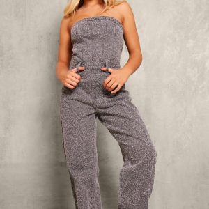Grey Bobble Straight Leg Corset Jumpsuit