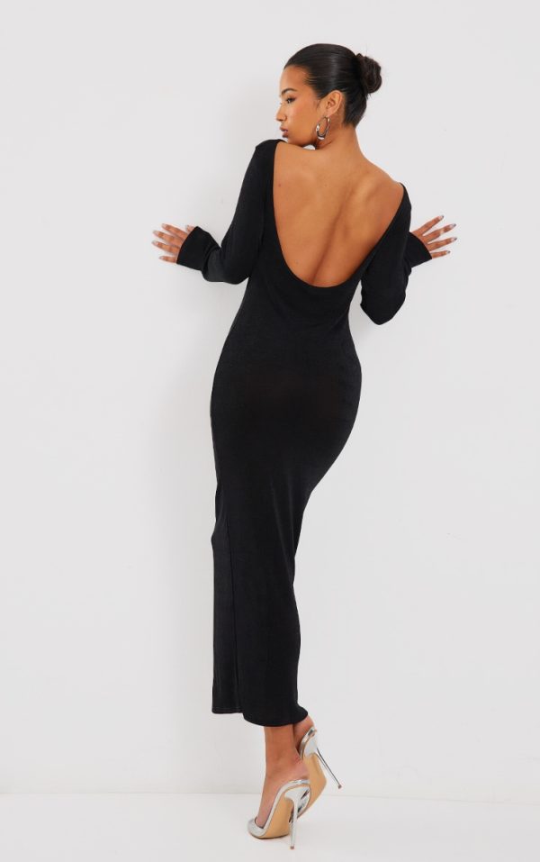 f683cc5ffdda1cb6a97b9231072daaee79b5448c_CNH4601_1_black_acetate_slinky_long_sleeve_slash_neck_open_back_maxi_dress
