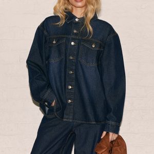 Dark Indigo Boxy Fit Denim Shirt