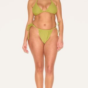 Plus Olive Basic Tanga Tie Side Bikini Bottom