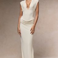f7d8f4a93e03fca8ae6c66193c9f693e08fdf424_CNM8666_1_cream_double_layer_plunge_ruched_shoulder_drape_waist_maxi_dress
