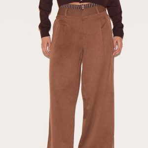 Chocolate Woven Contrast Stripe Boxer Detail Straight Leg Trousers
