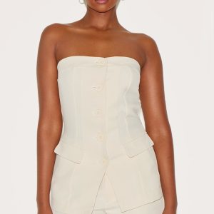 Cream Premium Tailored Woven Top
