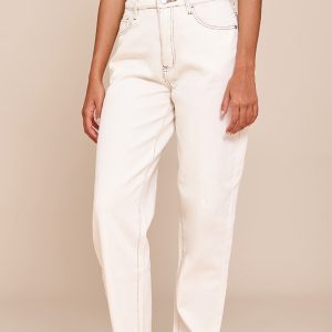 Ecru High Waist Mom Jeans