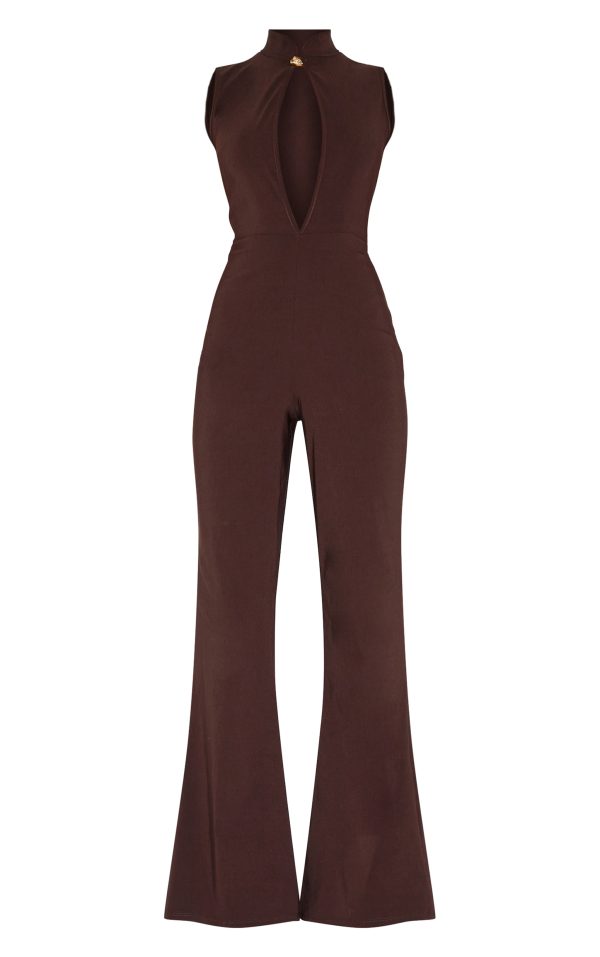 f8b355d239796e99e4e50e8f7571f94cd1c5acc5_CNM3119_5_dark_chocolate_stretch_woven_collared_gold_trim_straight_leg_jumpsuit