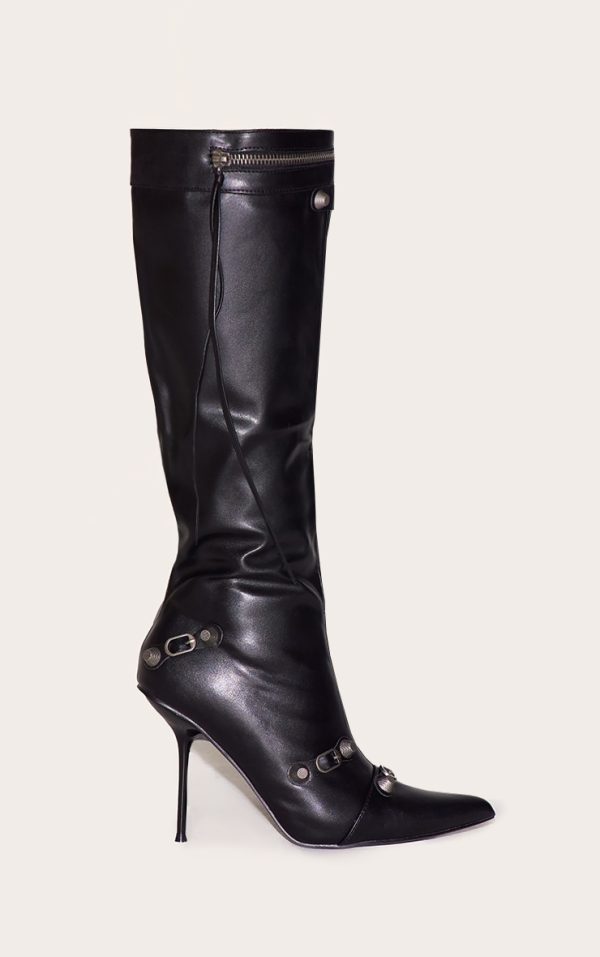 f912c61cce459d9a93823fa89684b23befe43856_CMZ7761_1_black_pu_zip_detail_point_toe_high_heeled_knee_boots