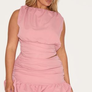 Shape Rose Ruched Dropped Hem Puffball Mini Skirt