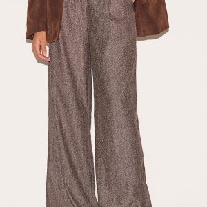 Brown Herringbone Mid Rise Tailored Trousers