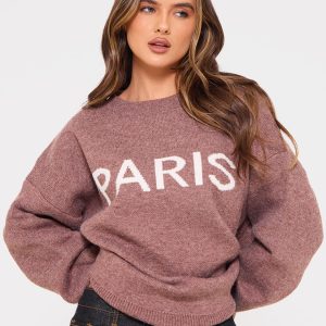 Mocha Paris Jacquard Knitted Jumper