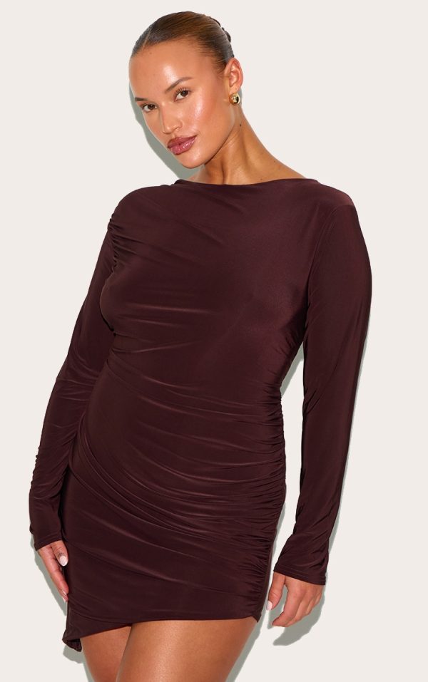 f9e7ad30aa9a86981e77a14ad9423d8610b26048_CNM3338_3_plus_chocolate_double_layer_slinky_ruched_long_sleeve_mini_dress-1