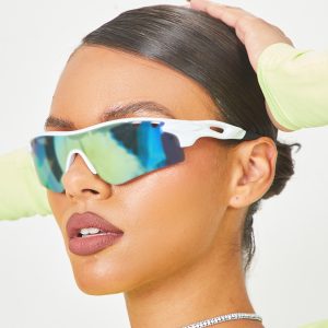 White Cut Out Sporty Sunglasses