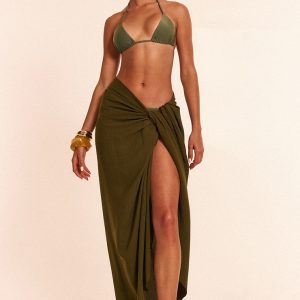 Khaki Linen Look Rectangle Sarong