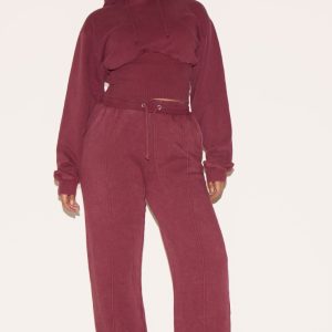 Shape Wine Sweat Seam Detail Wide Leg Joggers