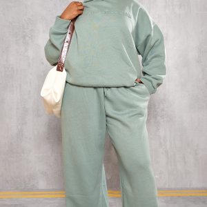 PRETTYLITTLETHING Plus Sage Athletics Club Embossed Joggers