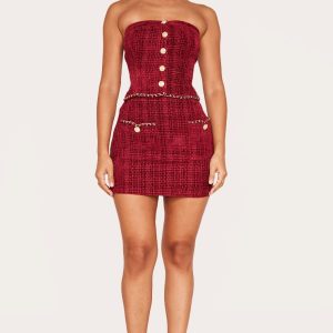 Petite Red Twill Mini Skirt