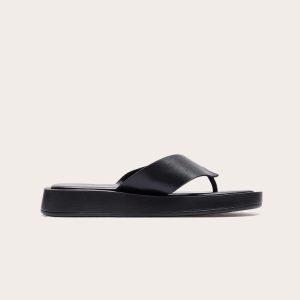 Black Chunky Sandal Toe Post Flip Flops