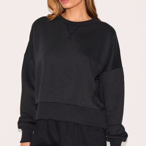 Black Boxy Basic Sweatshirt