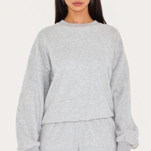 Petite Ash Grey Soft Touch Oversized Sweatshirt