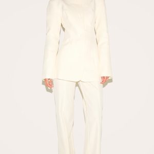 Almond Tailored Wide Leg Split Hem Trousers