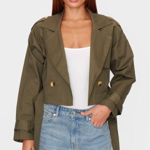 Khaki Cropped Trench Coat