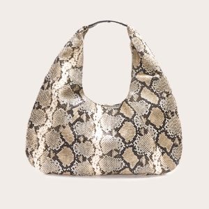 Snake Print Pu Rounded Tote