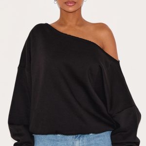 Shape Black Sweat Raw Edge Slouch Sweatshirt