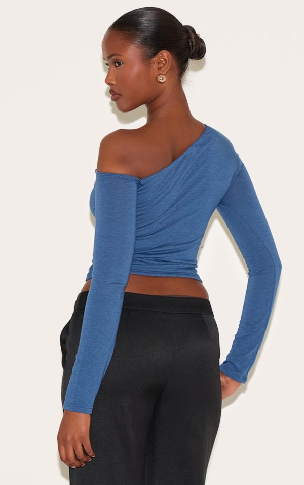 ffbdb54526da63446a447ff3ef0b2bfb3c6a1dff_CNM2373_2_petrol_blue_contour_jersey_asymmetric_twist_detail_long_sleeve_top
