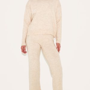 Tall Stone Knit Wide Leg Trousers